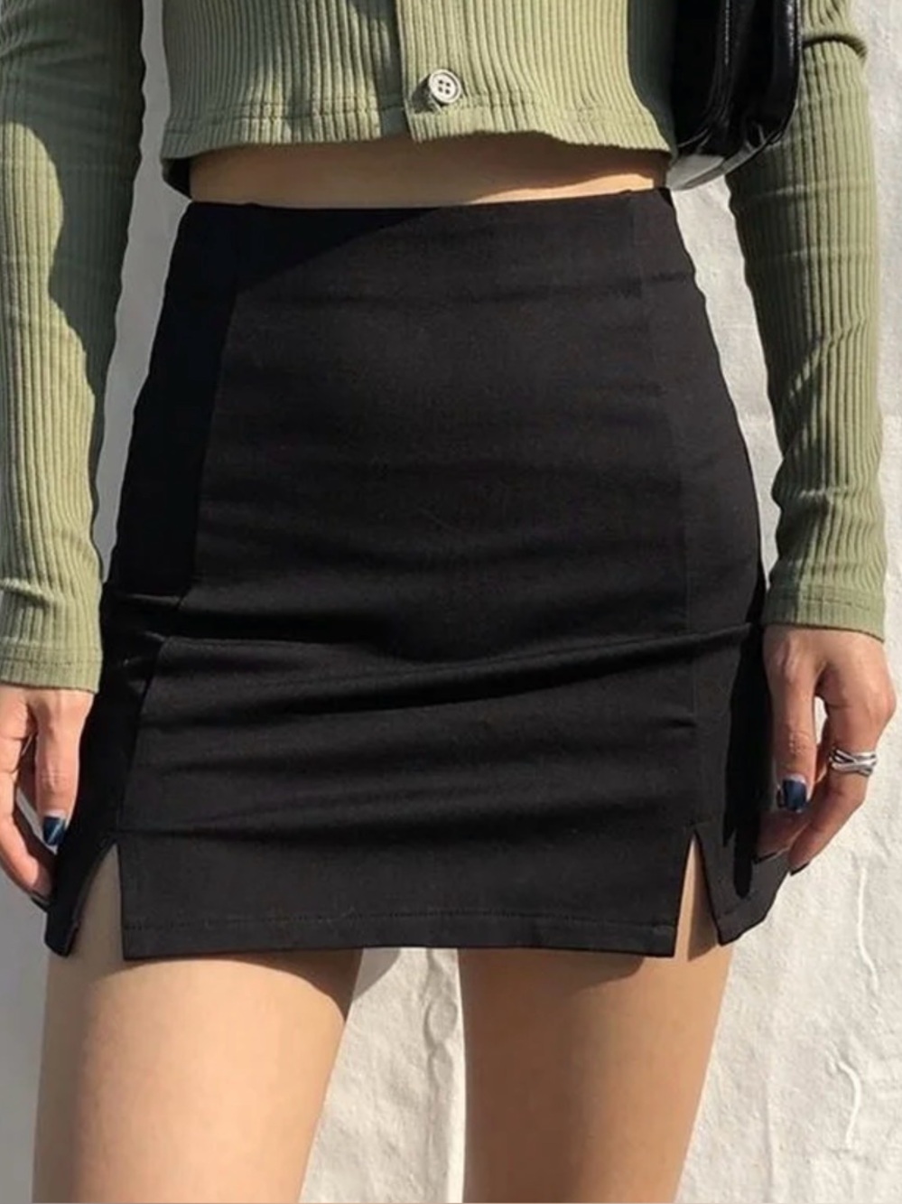 Divided Black Mini Skirt